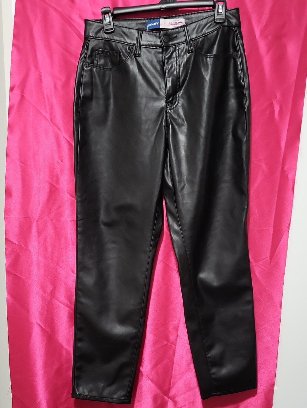 Old Navy High Rise O.G Straight Faux Leather Pants Size 6 5 Pocket